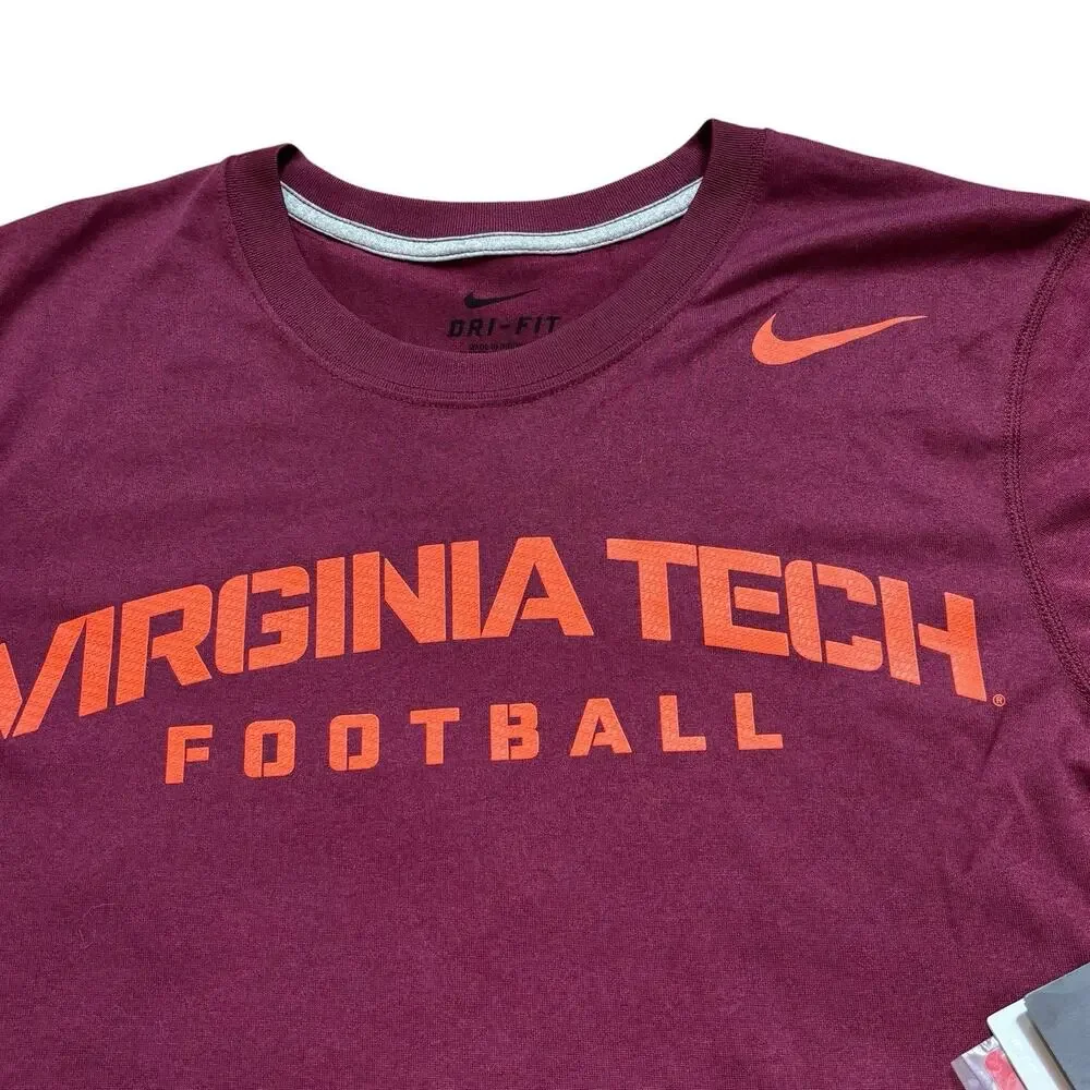Virginia Tech Hokies Football Nike Dri-Fit Short Sleeve Tee Men's Maroon NWT